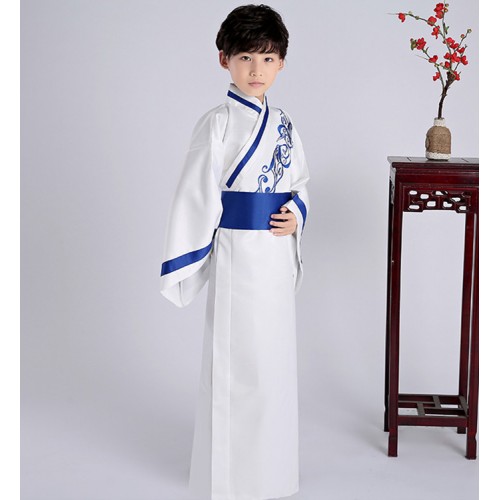 Hanfu boy kids children warrior drama cosplay robe stage performance korean japanese kimono dresses chinese folk robes dresses